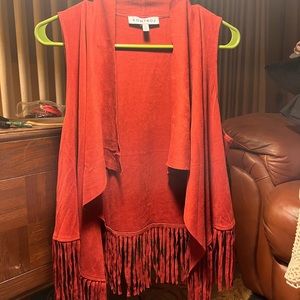 Burnt orange/red Suede fringe vest
